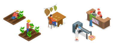 3 Boyutlu Isometric Tütün Sanayii, Sigara Üretimi Çizimi