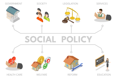 Sosyal Politika, Hükümet Desteği ve Yasama Değişikliklerinin 3B Isometric Flat Illulation of Social Policy