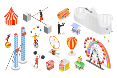 3 Boyutlu Bilgi Sirk Öznitelikleri Seti, Sokak Performans ve Karakterleri