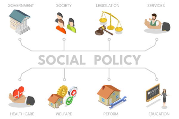 Sosyal Politika, Hükümet Desteği ve Yasama Değişikliklerinin 3B Isometric Flat Illulation of Social Policy