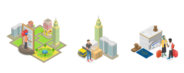 3D İsometric İsometric Oturma izni, Yabancılar ve Göçmenler İçin Yasal Belge