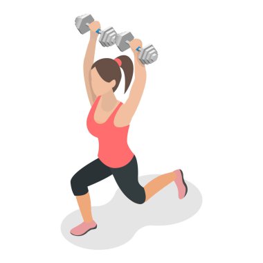 3 Boyutlu Isometric Flat Vektör Fitness People, Spor Beslenme, Sağlıklı Yaşam Tarzı. Madde 5