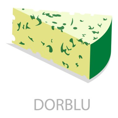 3D Isometric Flat Vector Set of Different Cheese Type, Brie, Mozzarella, Parmesan, Camembert vs. Madde 7