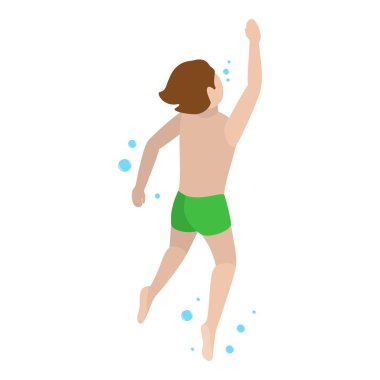 Üç boyutlu Isometric Düz Vektör Çocuklar Şnorkelle yüzme dersleri. Madde 6