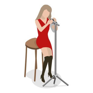 Rock müzisyenlerinin 3D Isometric Flat Vector Illustration 'u, Müzik Enstrümanları Çalan Genç Sanatçılar. Madde 7