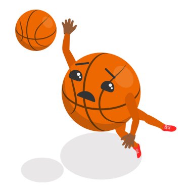 Üç boyutlu Isometric Düz Vektör Çizgi Film Spor Topu Maskotu, Komik Çizgi Film Karakterleri. Madde 6