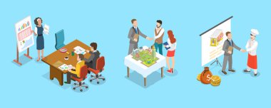 3 Boyutlu Isometric Gayrimenkul Komisyonculuğu, Kiralama Hizmetleri İllüstrasyonu