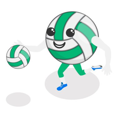 Üç boyutlu Isometric Düz Vektör Çizgi Film Spor Topu Maskotu, Komik Çizgi Film Karakterleri. Madde 7