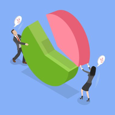 Piyasa Paylaşım, Yatırım Varlığı tahsisatının 3B Isometric Flat Vektör İlülasyonu