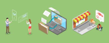 Otomatik Para Aktarımı, Mobil Bankacılık 3B Isometric Düz Vektör ResmiComment