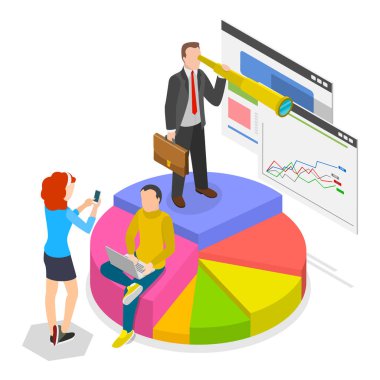 Web Projesi ve Uygulamaları, Stratejik Planlama, Gelecek Görüş 'ün 3D Isometric Düz Vektör İlülasyonu. Madde 2