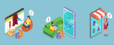 3D Isometric E- ticaret Reklamcılığı, Mobil Alışveriş Resimleri