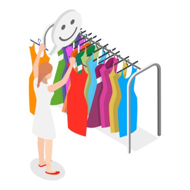 Üç boyutlu Isometric Flat Vektör Geri Dönüşüm ve Bağış Yapımı, Hayır Kurumu 'na Kıyafet Bağışlama. Madde 7