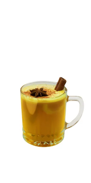 Beba Con Limón Canela Una Bebida Amarilla Con Espuma Espolvoreada — Foto de Stock