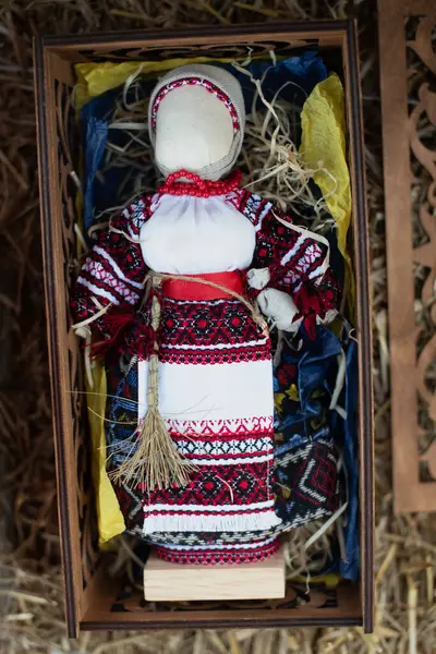 Tradycyjna Lalka Motanka Kreatywna Ludowa Tradycja Amulet Ręcznie Robiony Ukraińskie — Zdjęcie stockowe