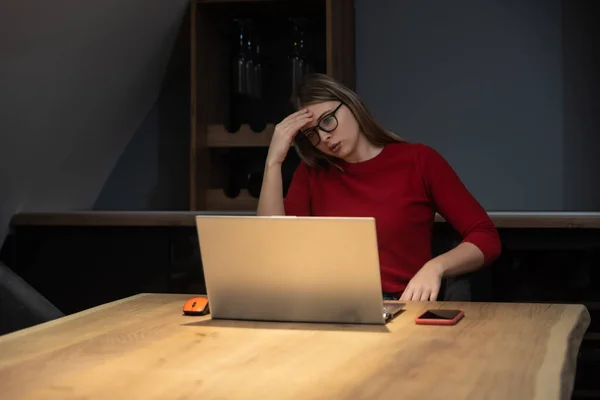 Frustrated annoyed woman confused by computer problem, annoyed businesswoman feels indignant about laptop crash, bad news online or disgusting video on web, stressed student looking at broken comp