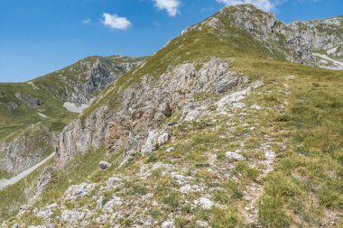 Durmitor Ulusal Parkı 'nda muhteşem bir yaz günü. Zabljak köyü, Karadağ, Balkanlar, Avrupa. Popüler seyahat merkezinin manzaralı görüntüsü. Toprağın güzelliğini keşfedin. Doğa yürüyüşü hedefi