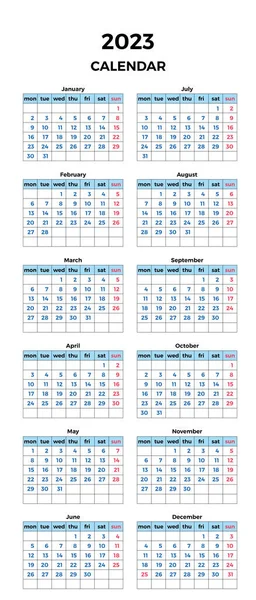 Simple Calendar Months Year 2023 — Stock Photo, Image