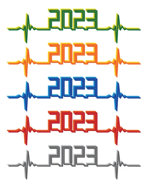 Färgglada 2023 Elektrokardiogram Signaler Som — Stockfoto