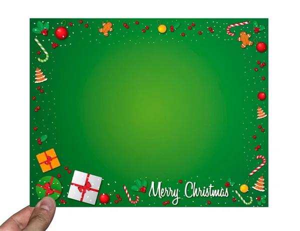 Mão Segurando Cartão Natal — Fotografia de Stock