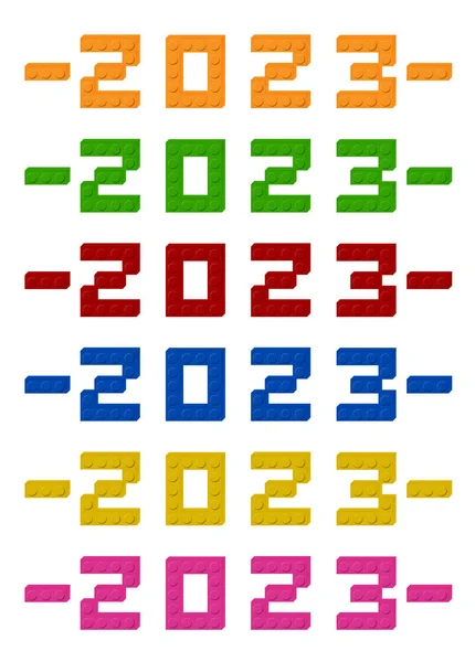 Rok 2023 Zestawem Kolorowych Cegieł — Zdjęcie stockowe