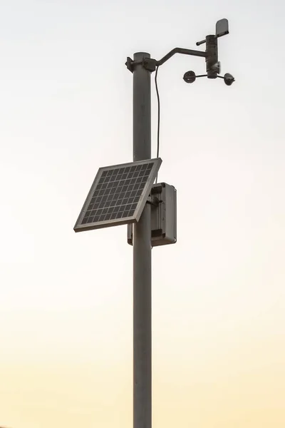 stock image Anemometer with solar energy panel