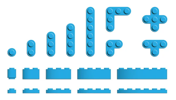 Çeşitli uzunluklarda yuvarlak köşeli renkli tuğlalar dizisi