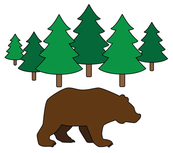 Illustration Brown Bear Forest — Stock Photo, Image