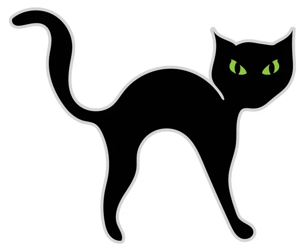 Ilustração Gato Preto Com Olhos Ameaçadores — Fotografia de Stock