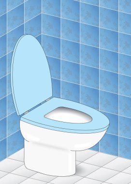 Illustration of a classic ceramic WC in the toilet room