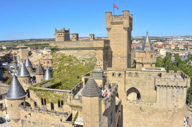 Olite, İspanya - 31 Ağustos 2022: Olite, Olite, Navarre Kralları Sarayı
