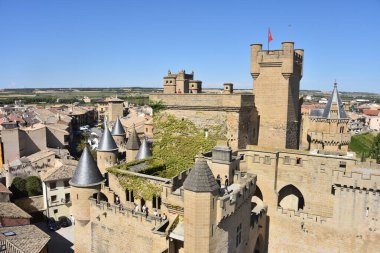 Olite, İspanya - 31 Ağustos 2022: Olite, Olite, Navarre Kralları Sarayı