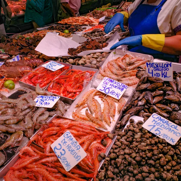 Santander Španělsko Října 2022 Čerstvé Ryby Mořské Plody Prodeji Mercado — Stock fotografie