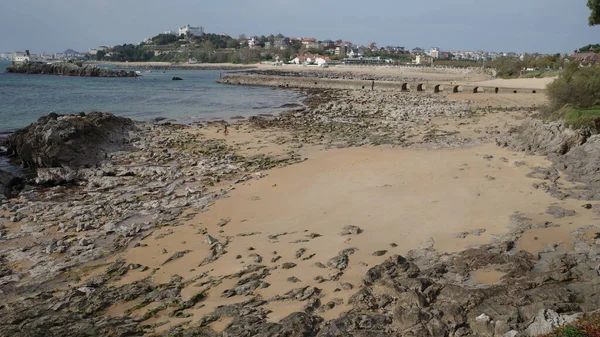 Playa Los Bikinis Magdalena Peninsula Santander Cantabria Spanyolország — Stock Fotó