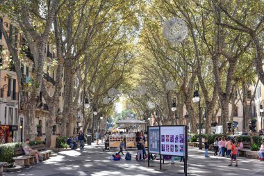 Palma de Mallorca, İspanya - 7 Kasım 2022: Paseo del Born Bulvarı 'nda yayalar