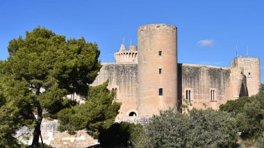 Palma, İspanya - 8 Kasım 2022: Castel de Bellver, Mallorca 'ya bakan dairesel bir kale.