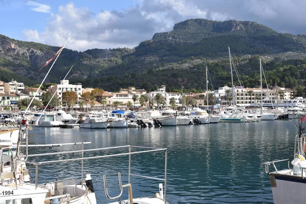 Port Soller Mallorca Spanje Nov 2022 Uitzicht Haven Baai Van — Stockfoto