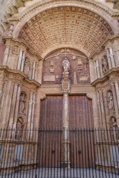 Palma Mallorca Nov 2022 Entrance Door Cathedral Basilica Santa Maria — Stock Photo, Image