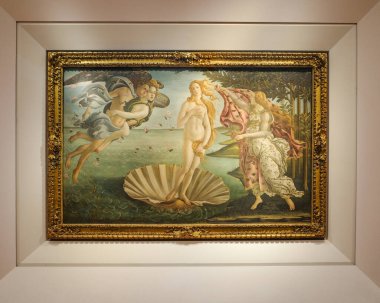 Floransa, İtalya - 20 Kasım 2022: Venüs 'ün Doğuşu (1484) Sandro Botticelli, Uffizi Galerisi