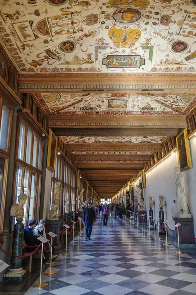 Florence Italy Nov 2022 Roman Sculptures Artwork Corridors Uffizi Gallery — Stock Photo, Image
