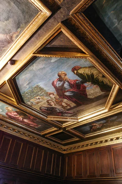 Veneza Itália Novembro 2022 Decoração Arte Teto Nas Câmaras Palazzo — Fotografia de Stock