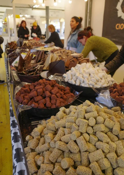 Bolonya Talya Kasım 2022 Bologna Bir Pazarda Satışta Olan Çikolatalar — Stok fotoğraf