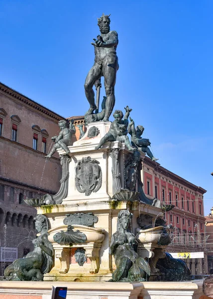Bologna Italië Nov 2022 Fontein Van Neptunus Piazza Maggiore — Stockfoto