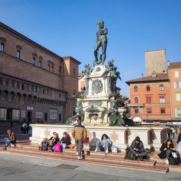 Bologna Italien Nov 2022 Neptunbrunnen Piazza Maggiore — Stockfoto