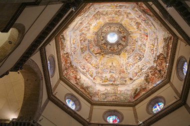 Floransa, İtalya - 21 Kasım 2022: Duomo, Floransa 'nın tavanında' Son Hüküm 'tablosu