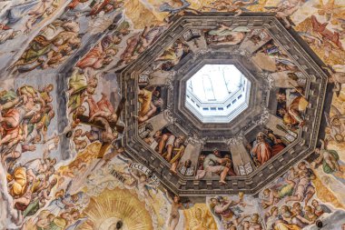 Floransa, İtalya - 21 Kasım 2022: Duomo, Floransa 'nın tavanında' Son Hüküm 'tablosu