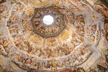 Floransa, İtalya - 21 Kasım 2022: Duomo, Floransa 'nın tavanında' Son Hüküm 'tablosu