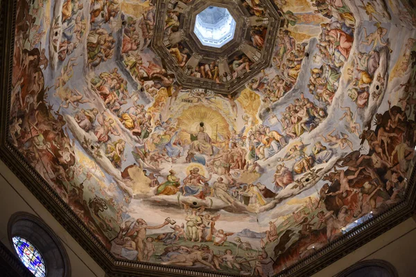 Флоренция Италия Ноября 2022 Года Картина Страшный Суд Потолке Дуомо — стоковое фото