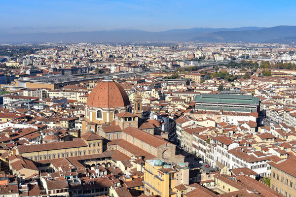 Florence, Italy - 21 Nov, 2022: Cityscape views of Florence and from the roof of the Duomo Cathedral Basilica