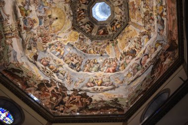 Floransa, İtalya - 21 Kasım 2022: Duomo, Floransa 'nın tavanında' Son Hüküm 'tablosu